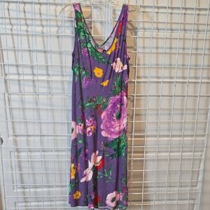 Jams World Hula Moon Multicolor Tropical Midi Dress Floral Print Size XL